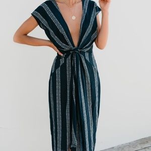 Gossamer cotton Navy Striped Twist Dress
